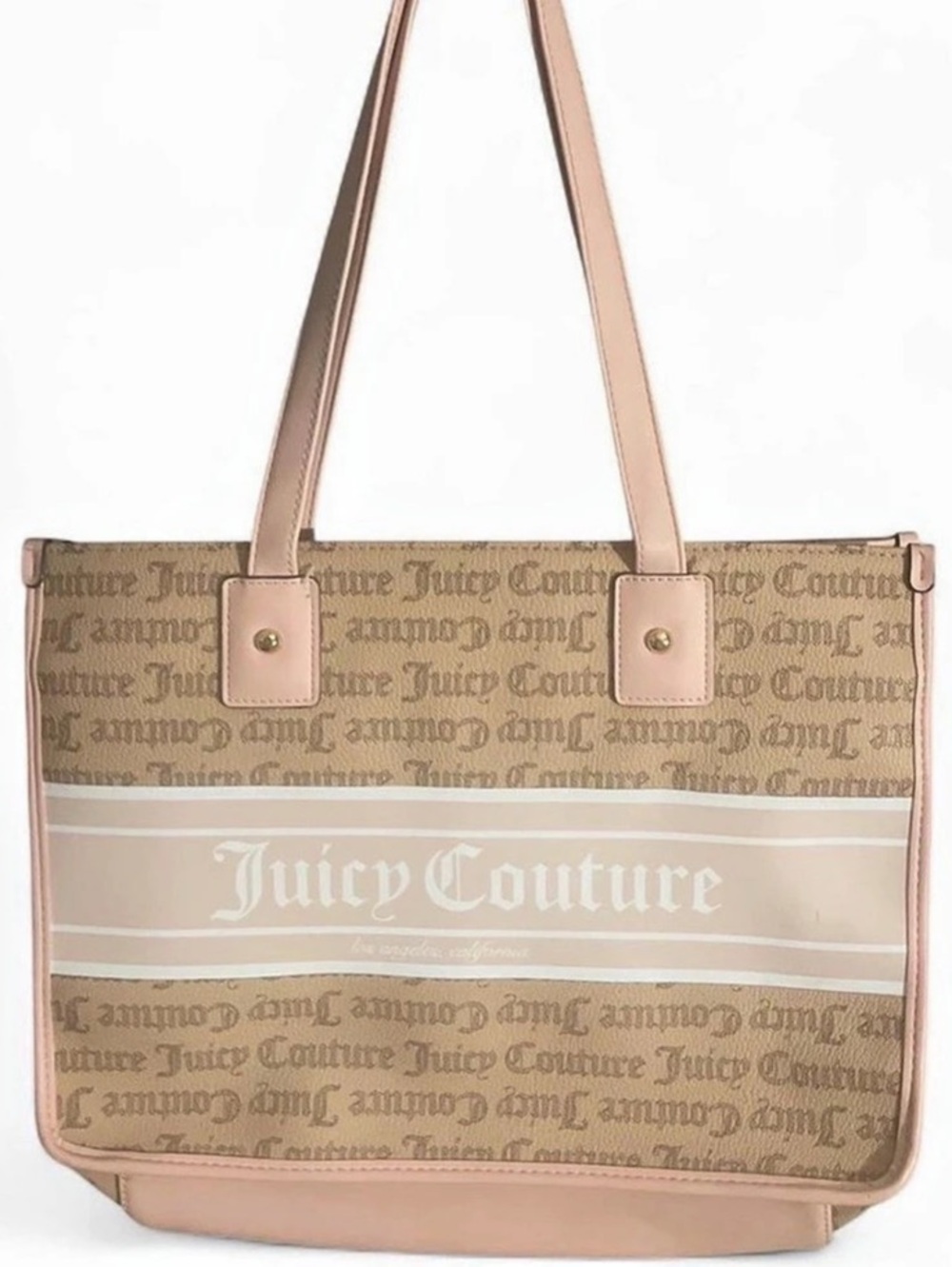 Juicy Couture Logo Print Tote in Pink & Brown Like New